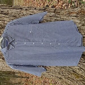 Roundtree & Yorke Black and White Gingham Mens Shirt. 100% Cotton. Size L.